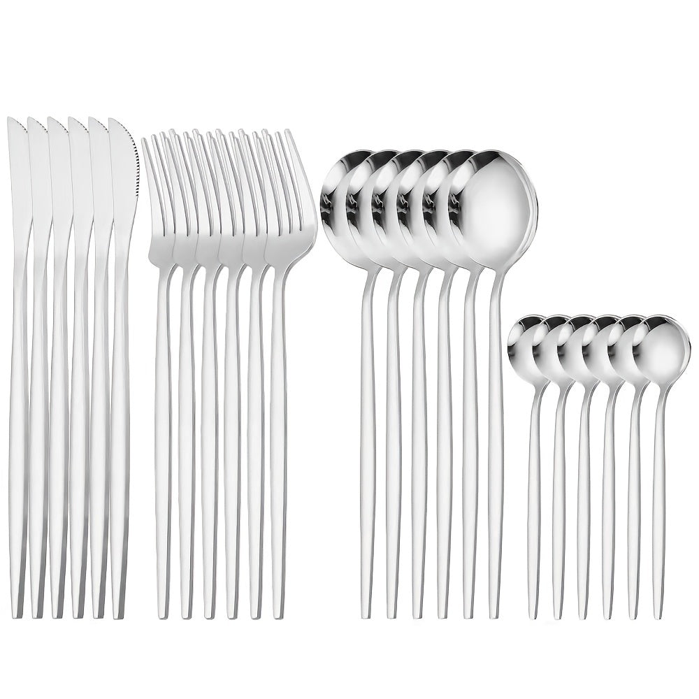 24 Pcs Stainless Steel Portuguese Tableware Set