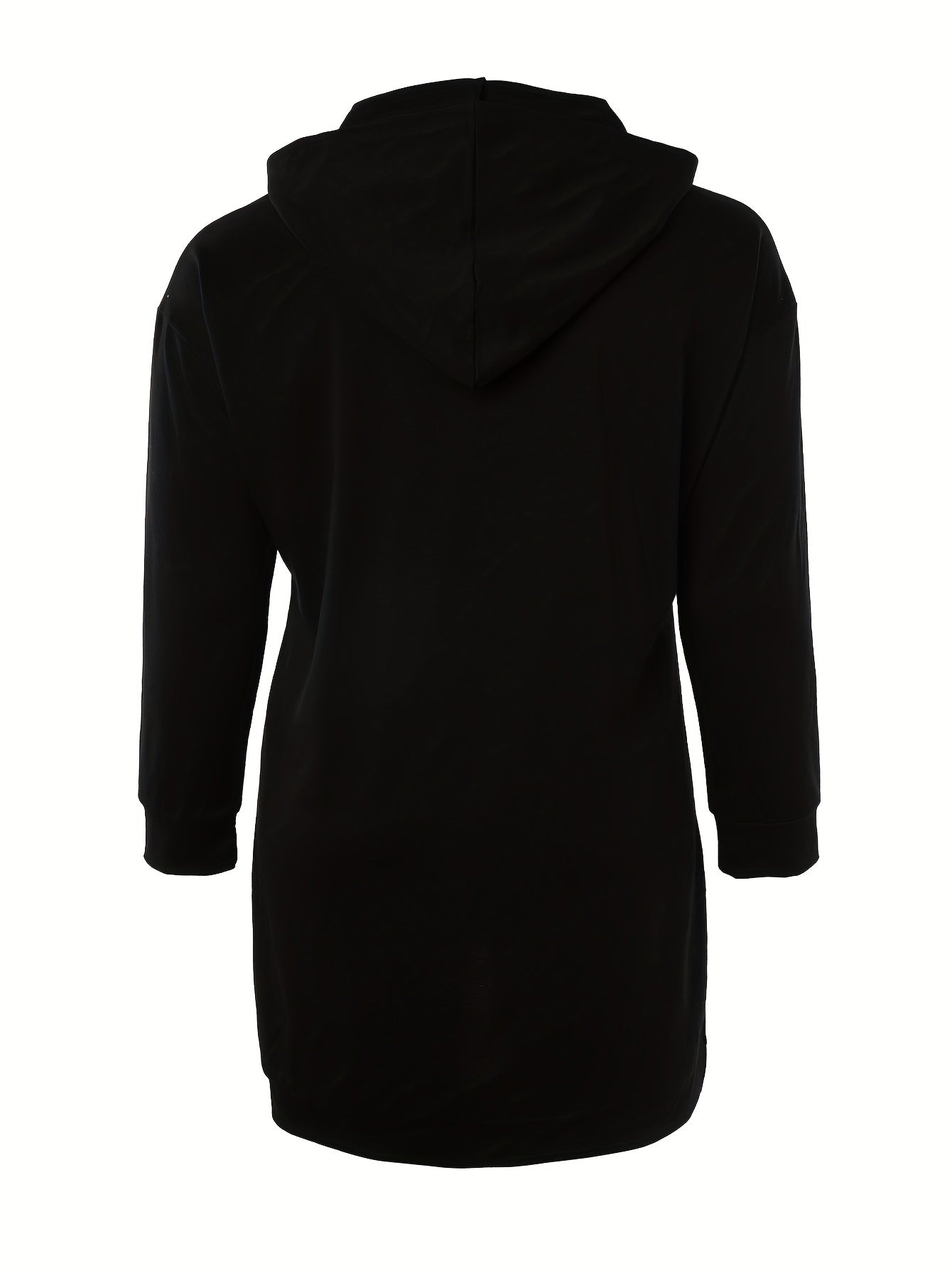  Slogan Print Hooded Long Sleeve Sweatshirt Dress