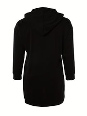  Slogan Print Hooded Long Sleeve Sweatshirt Dress