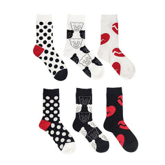 6 Pairs Polka Dot & Heart Print Socks Mid Tube Women's Stockings
