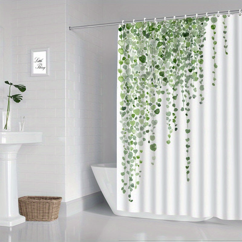 Green Leaves Shower Curtain Waterproof Mildew-Proof Bathroom Decor