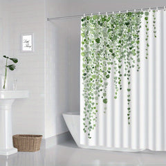 Green Leaves Shower Curtain Waterproof Mildew-Proof Bathroom Decor