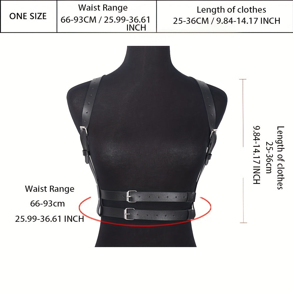 Gothic Chest Harness Women PU Leather Punk Studded Decor Belt