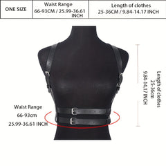Gothic Chest Harness Women PU Leather Punk Studded Decor Belt
