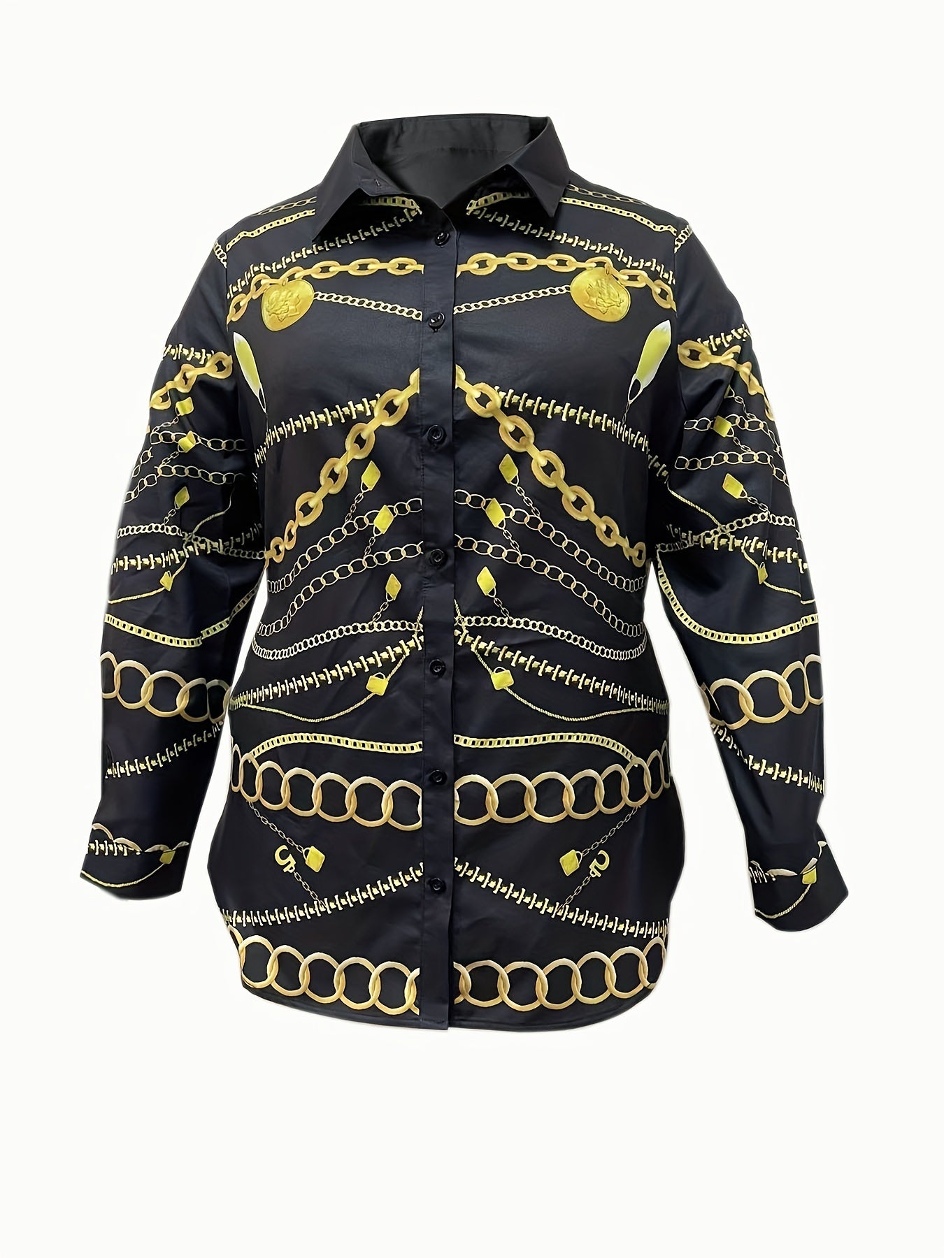  Chain Print Long Sleeve Blouse