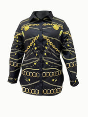  Chain Print Long Sleeve Blouse