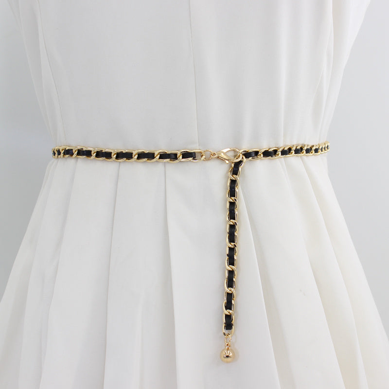 Women's Golden Waist Chain Metal Dress Suit Belt Decoration
