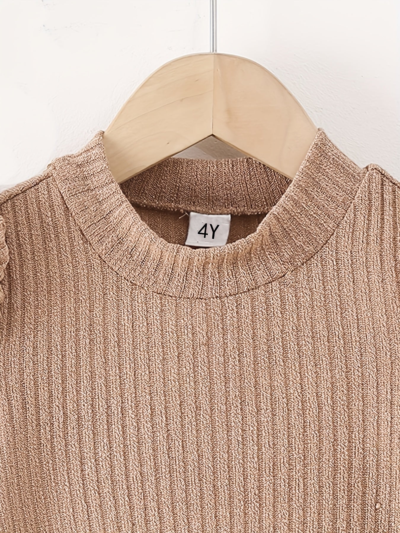 Girls Knit Sweater High Shoulder Long Sleeve Top