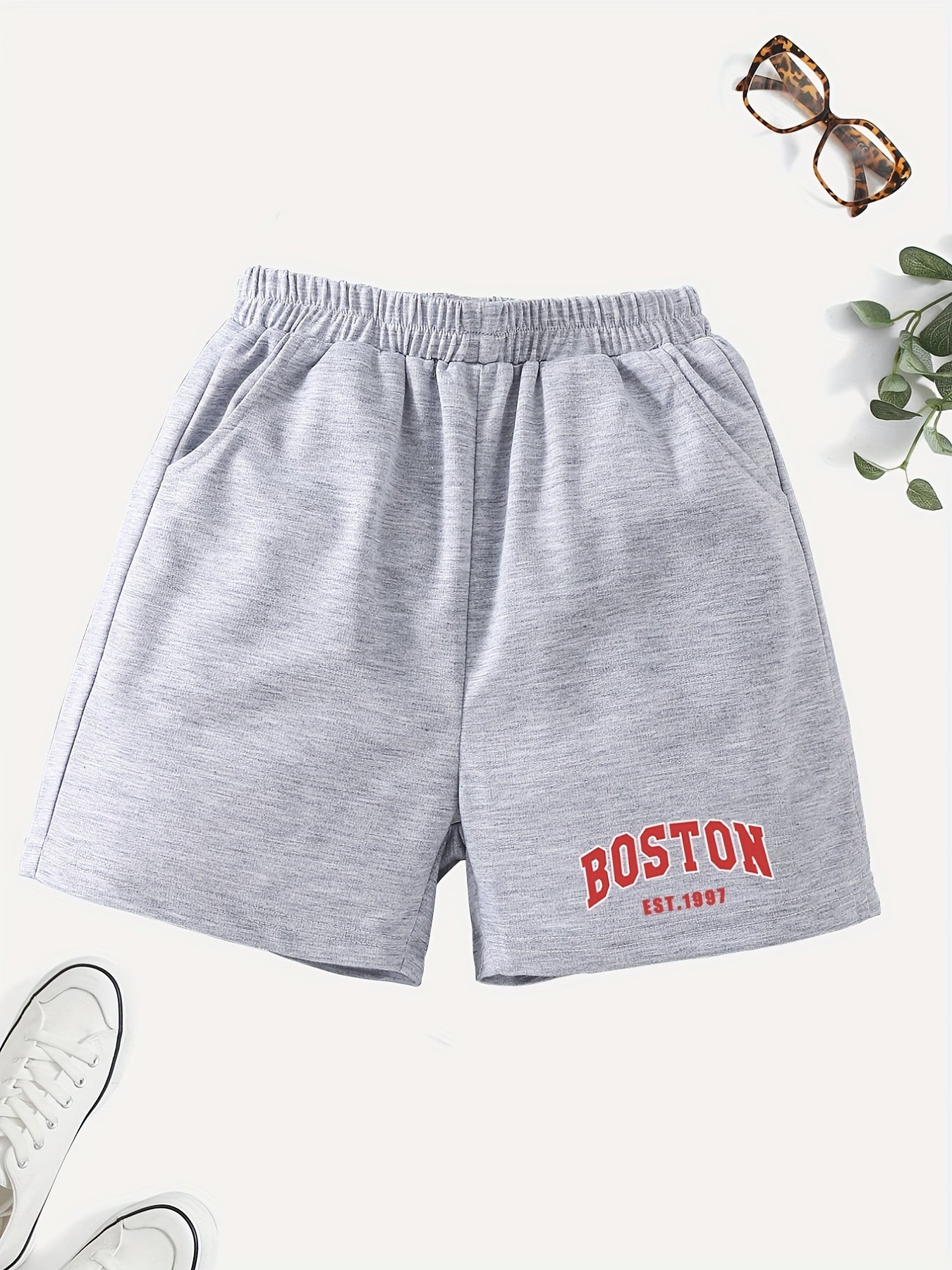 Girls' Casual BOSTON Graphic Shorts Elastic Waist Regular Fit Summer