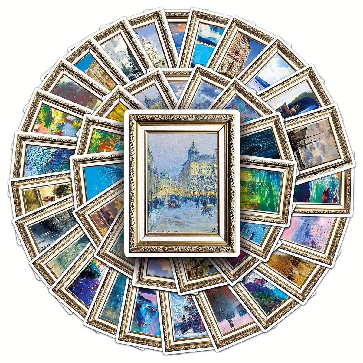 50pcs Painting Art Scenery Graffiti Stickers Waterproof Decorative Stickers