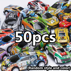 50 Pull Back Toy Cars with Storage Box - Christmas Halloween Thanksgiving Random