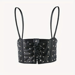 Rivet Lace Up Punk Belt PU Leather Waistband Hip Hop Underbust Gothic Waspie