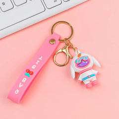 Multicolor 3D Space Rabbit Bunny Keychain Creative Keyring Pendant