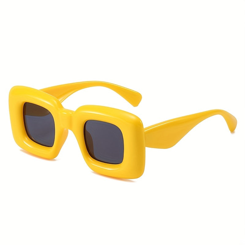 Steampunk Square Inflated Sunglasses Thick Frame Shades Eyeglasses