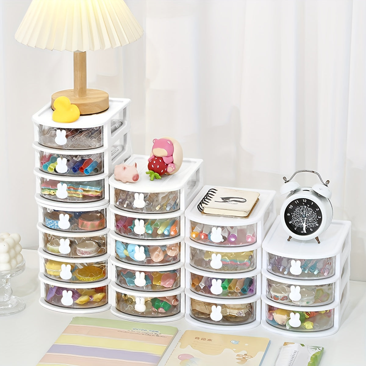 Cartoon Desktop Storage Box Drawer Type Desk Storage with Timer