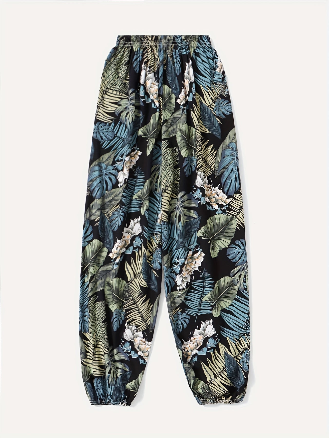 Tropical Leaf Print Matching Lantern Pants for Family