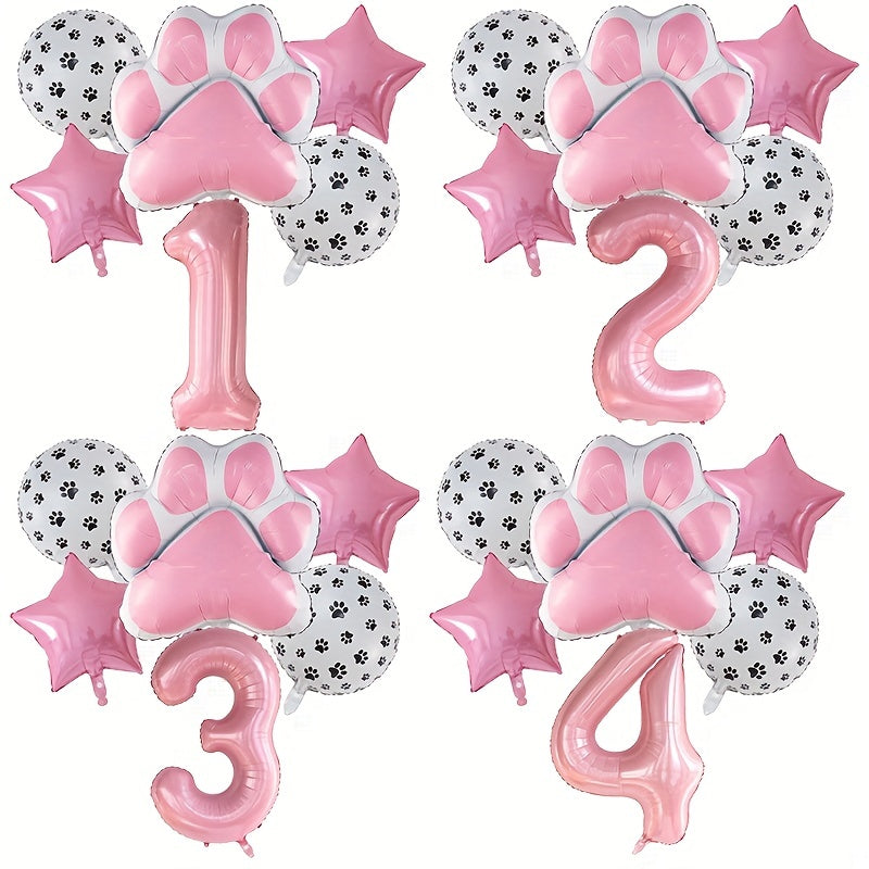 6pcs Dog Paw Bone Foil Balloons - Let's Pawty Balloon