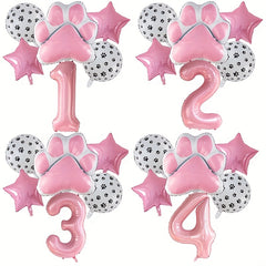 6pcs Dog Paw Bone Foil Balloons - Let's Pawty Balloon
