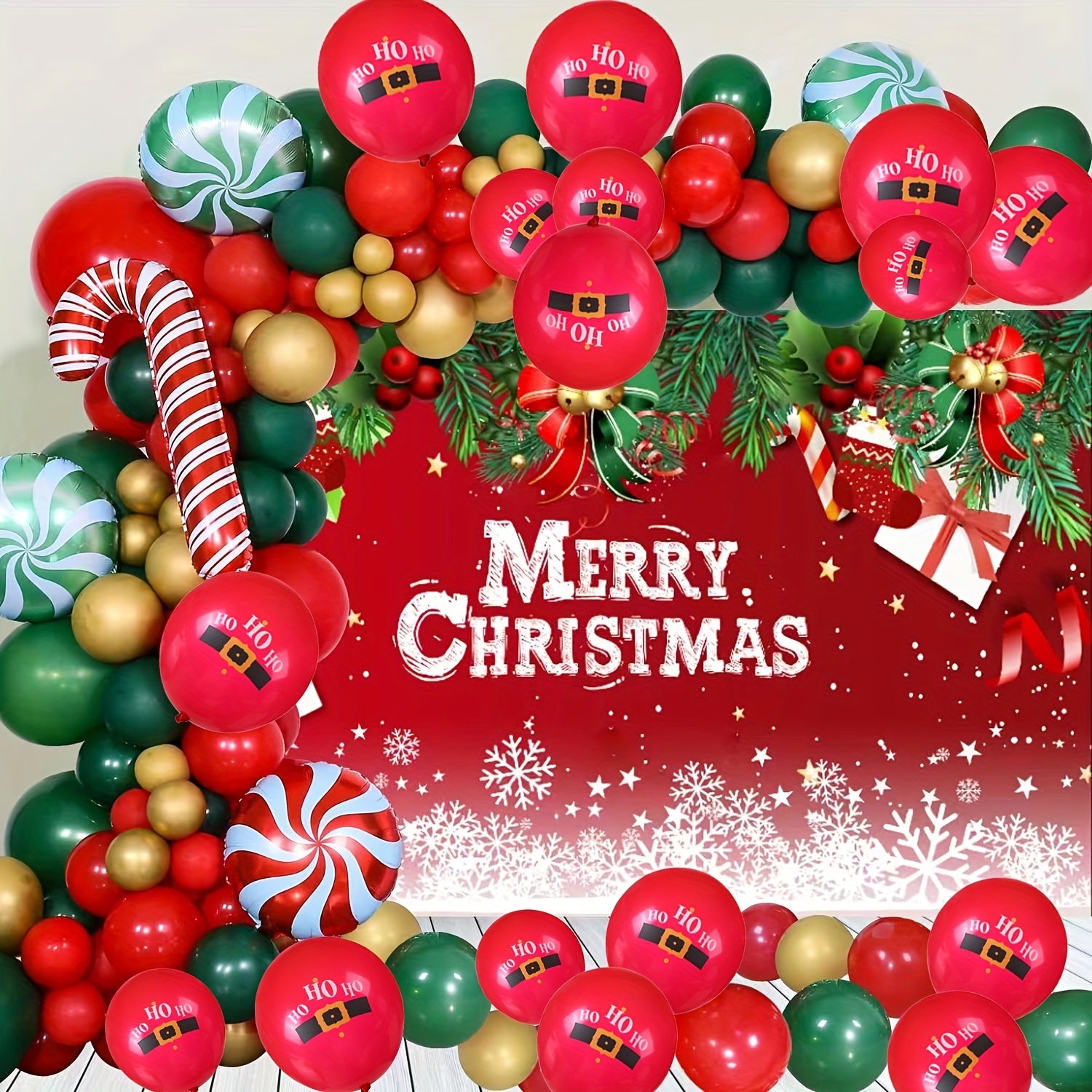 12pcs Red Christmas Balloon Santa Claus Belt Latex Party Decoration