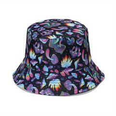 Flower Mushroom Print Bucket Hat Sunscreen Basin Hats