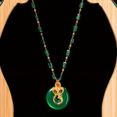 Handcrafted Simulated Jade Peacock Pendant Necklace - Good Luck Gift