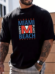 Classic Retro Letter And Number Print Men's Graphic Crew Neck T shirt