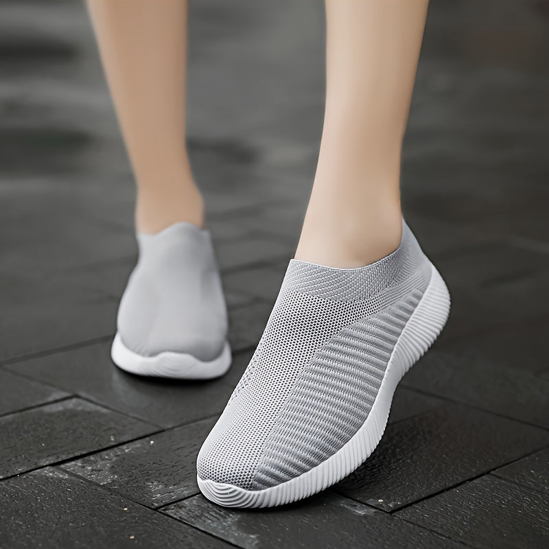 Women's Knit Slip-on Walking Shoes for Outdoor Casual Sneakers
