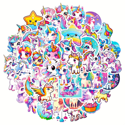 50pcs Unicorn Graffiti Stickers For Laptop Water Bottle Luggage