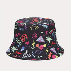 Geometric Pattern Double-sided Bucket Hat Sun Protection for Men and Women