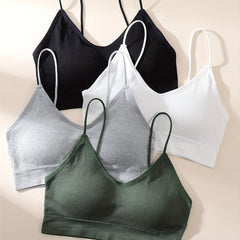 4pcs Ribbed Wireless Bras & Comfy Intimates for Women
