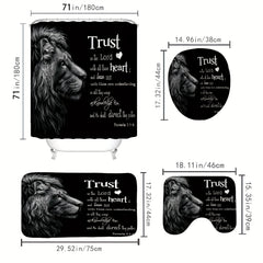Wildlife Lion Inspirational Quote Shower Curtain Set