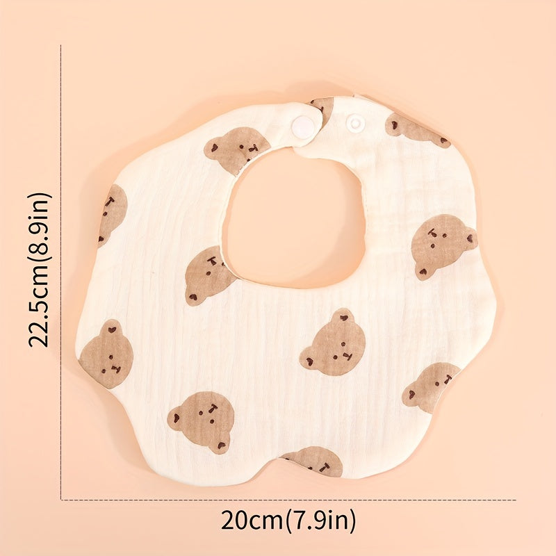 2pcs Cotton Gauze Cherry Bear Baby Bibs Boy Girl Bandana Scarf Flower Shape