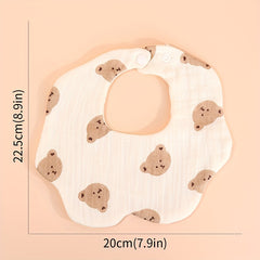 2pcs Cotton Gauze Cherry Bear Baby Bibs Boy Girl Bandana Scarf Flower Shape