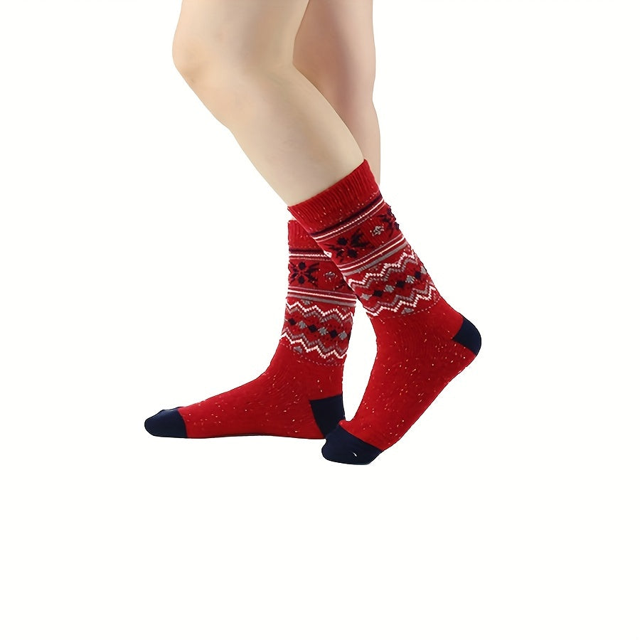 Geometric Pattern Mid Tube Socks Soft Women's Stockings