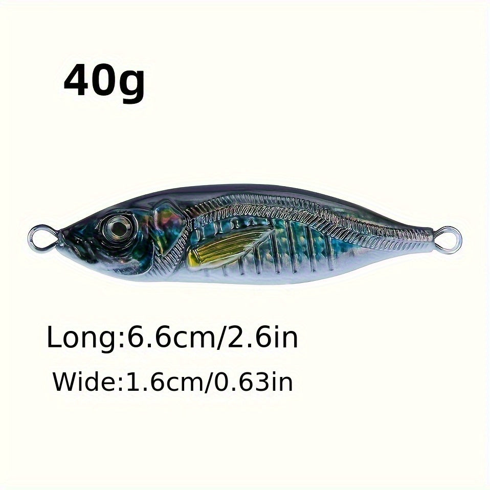 3D Metal Bionic Hard Bait Fishing Tackle for Saltwater 40g 60g 80g