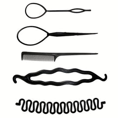 5pcs Hair Braiding Tools Set Styling Accessories DIY Curly Hair Styler Comb Bun