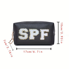 Chenille Letter Pattern Cosmetic Bag Makeup Pouch