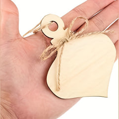 10pcs Wooden Peach Heart Christmas Pendant DIY Crafts