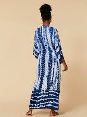 Tie Dye Cover Up Shirt V Neck Loose Fit Kimono Beachwear Boho Style Women's Swim