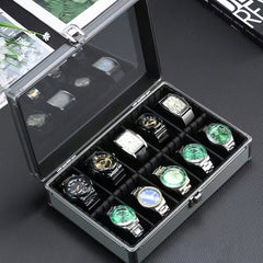 Watch Display Box Aluminum Alloy Watch Storage Box Tempered Glass Cover