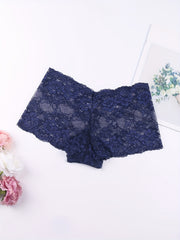 6pcs Floral Lace Boyshort Panties Soft & Comfortable Women's Lingerie