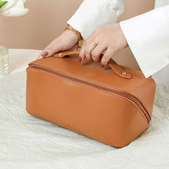 Large Capacity Portable Faux Leather Cosmetic Bag