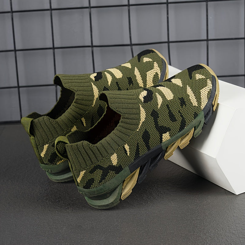 Boy's Camo Slip On Sock Shoes Breathable Non Slip Sneakers