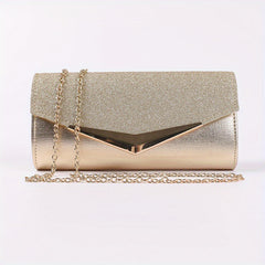 Glitter Sequins Evening Clutch Wallet with Chain Strap