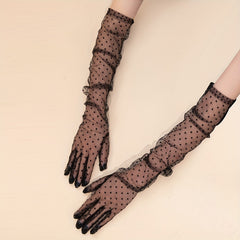 Polka Dot Long Gloves Transparent Decorative Party Prom Gloves Women