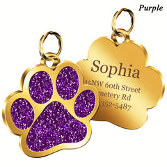 Personalised Glitter Pet ID Name Tag Pendant