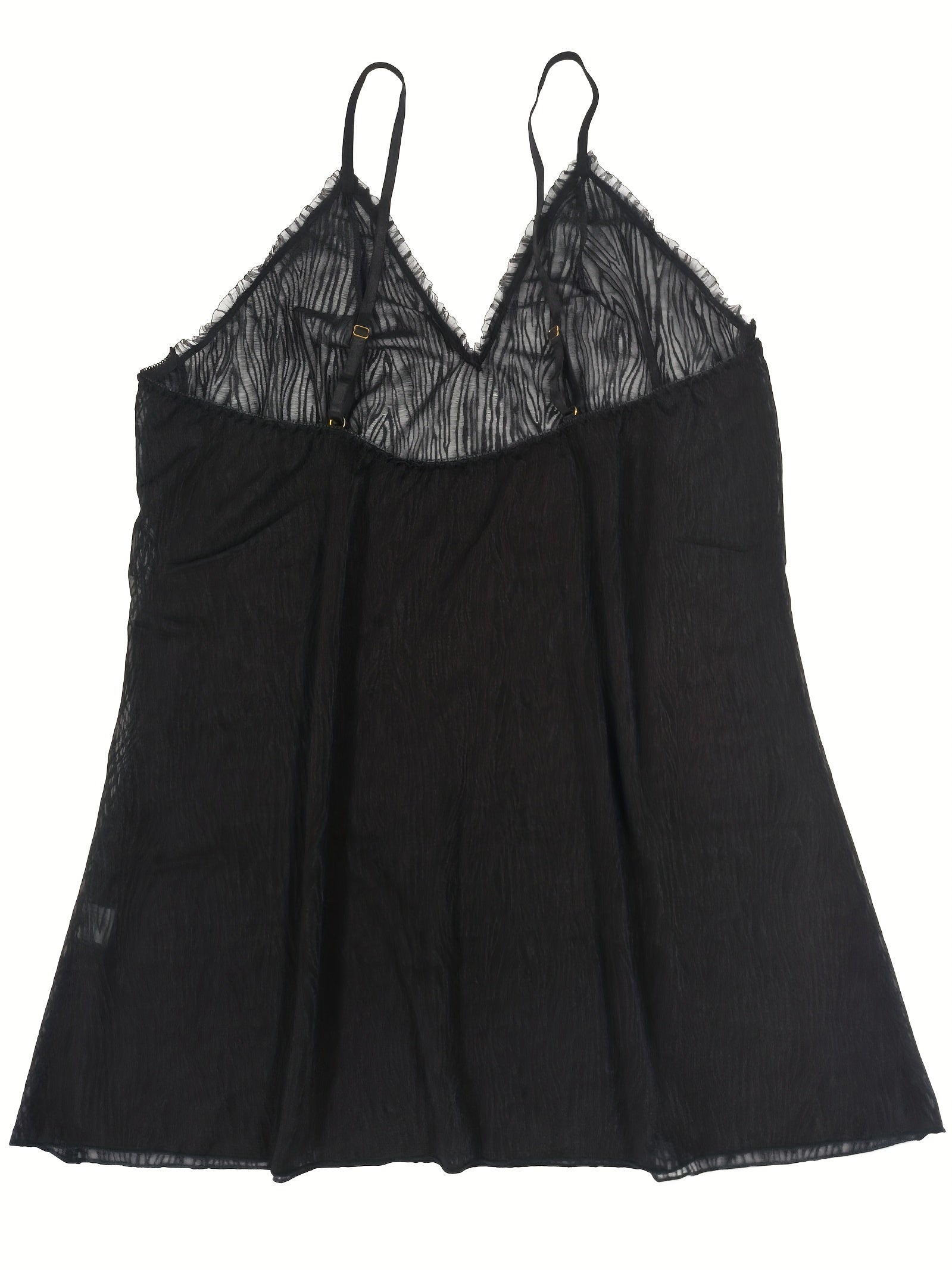  Ruffle Trim Lace Cami Nightdress Women's High Stretch Sleepwear