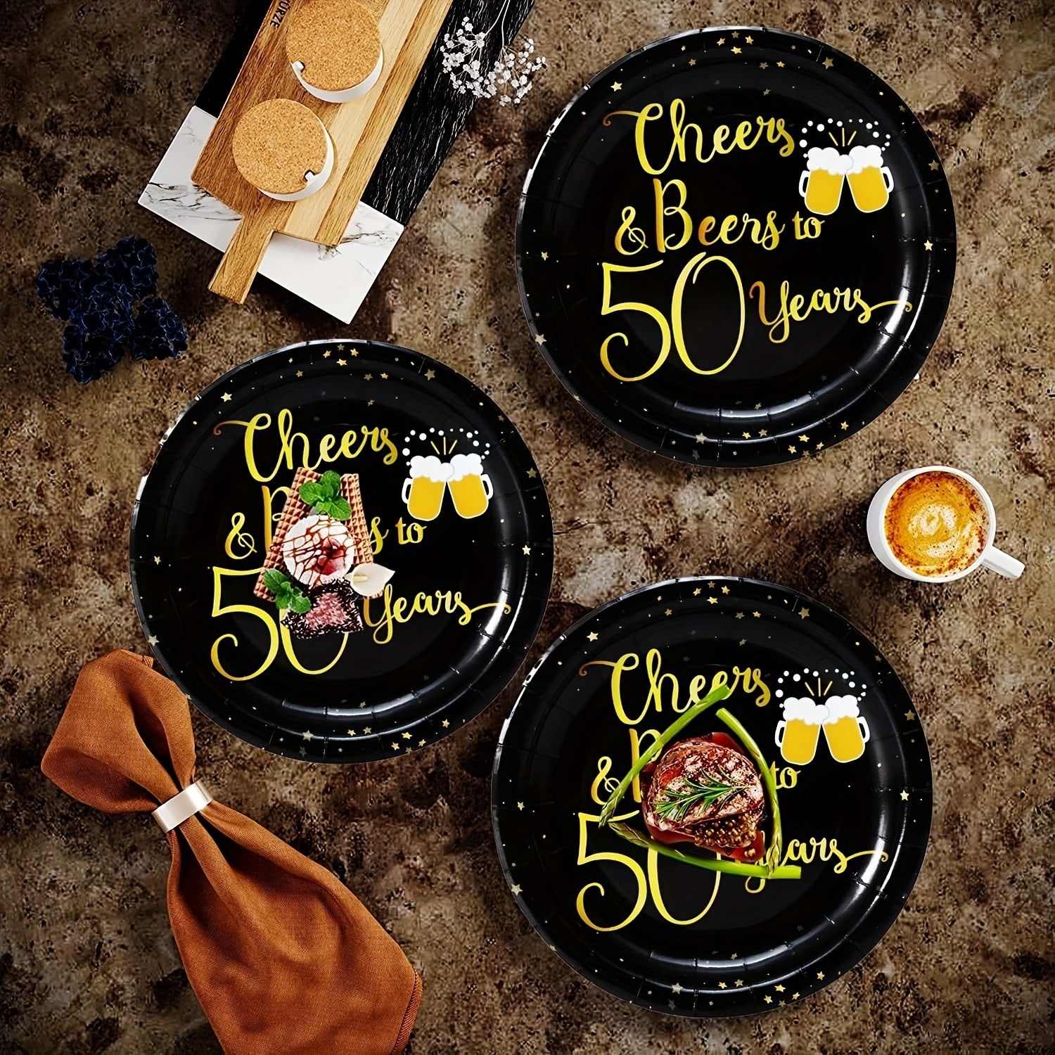Golden Birthday Theme Party 10 Pcs Paper Dessert Plates Cheers To Tableware