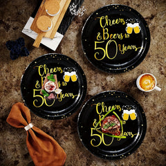 Golden Birthday Theme Party 10 Pcs Paper Dessert Plates Cheers To Tableware