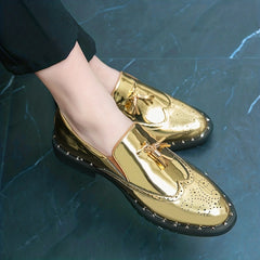 Men's Brogue Tassel Loafer Dress Shoes Wedding Party Office